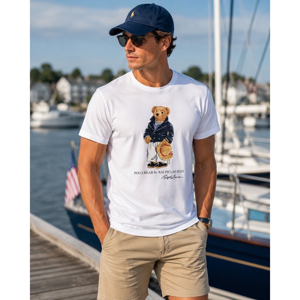 NWT Polo Ralph Lauren Polo Bear T-Shirt XXL Custom Slim Fit White 100% Cotton‎